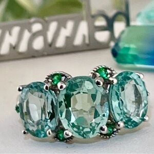 8ct Tourmaline Tsavorite Silver Ring 925